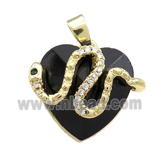 Copper Snake Pendant Pave Crystal Glass Zircon Gold Plated