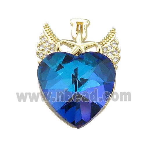 Copper Angel Wings Pendant Pave Crystal Glass Zircon Gold Plated