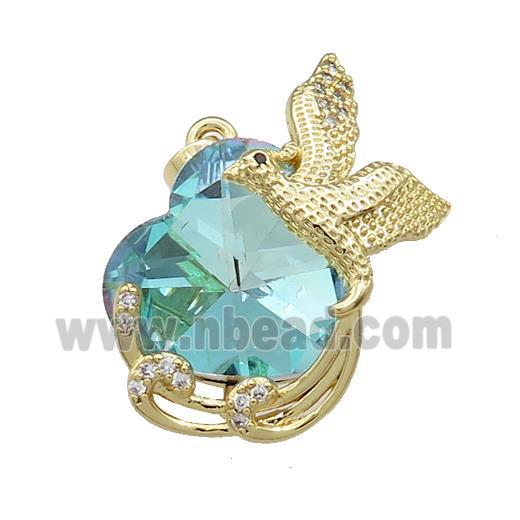 Copper Phenix Pendant Pave Crystal Glass Zircon Gold Plated