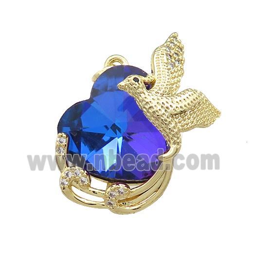 Copper Phenix Pendant Pave Crystal Glass Zircon Gold Plated
