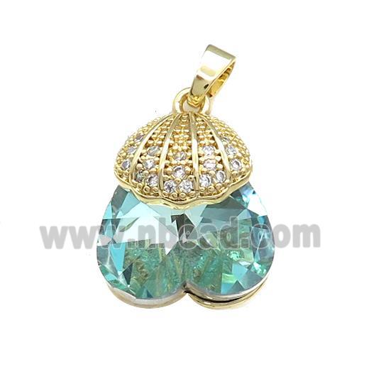 Copper Shlled Pendant Pave Crystal Glass Zircon Gold Plated