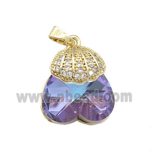 Copper Shlled Pendant Pave Crystal Glass Zircon Gold Plated