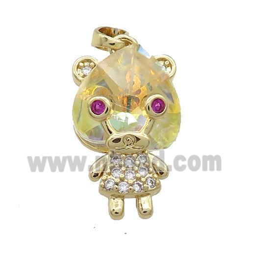 Copper Kids Pendant Pave Crystal Glass Zircon Gold Plated