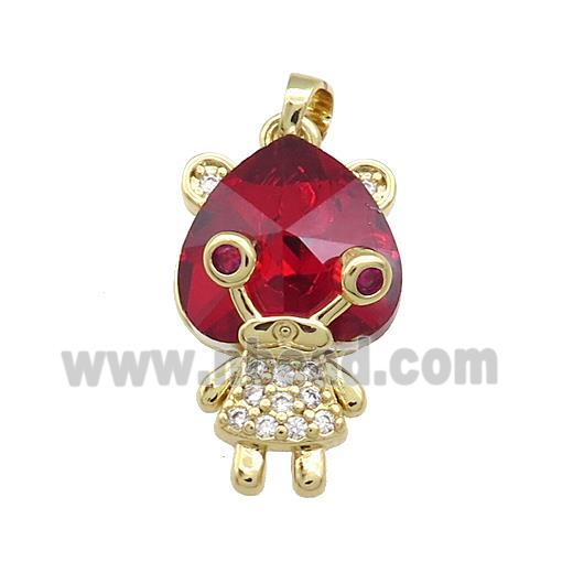 Copper Kids Pendant Pave Crystal Glass Zircon Gold Plated