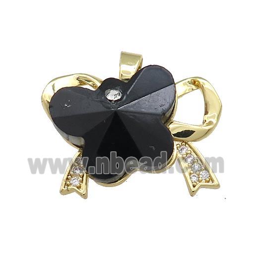 Copper Bowknot Pendant Pave Crystal Glass Zircon Gold Plated