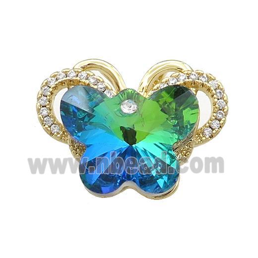 Copper Butterfly Pendant Pave Crystal Glass Zircon 2loops Gold Plated