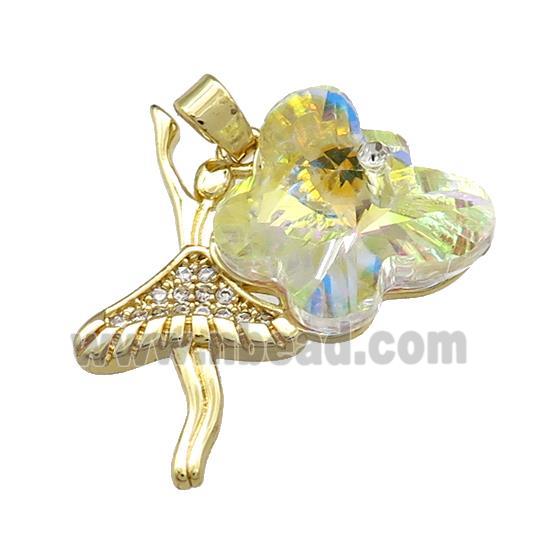 Copper Beauty Pendant Pave Crystal Glass Zircon Gold Plated