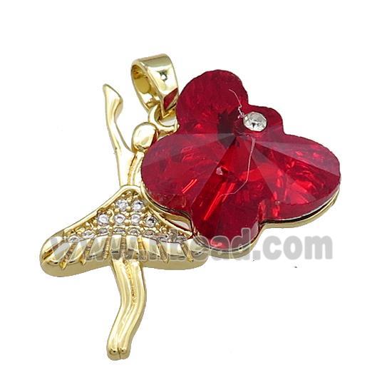 Copper Beauty Pendant Pave Crystal Glass Zircon Gold Plated