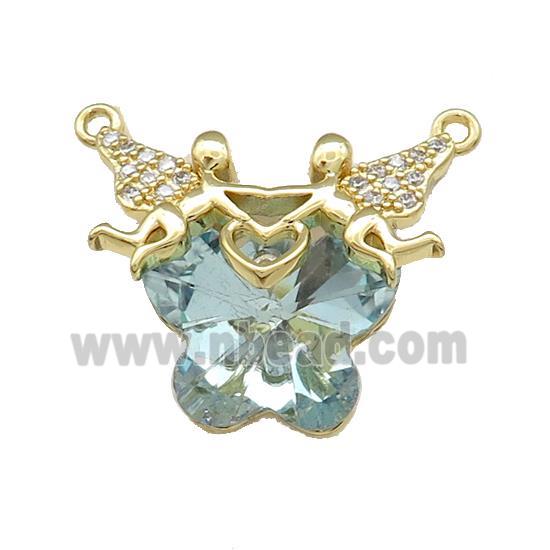 Copper Fairy Pendant Pave Crystal Glass Zircon 2loops Gold Plated