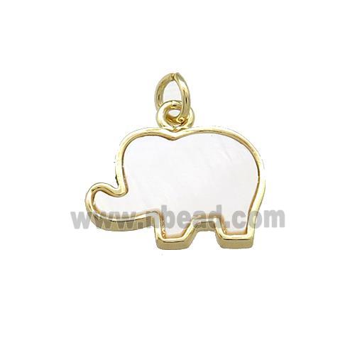 Copper Elephant Pave White Shell Gold Plated