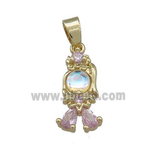 Copper Kids Pendant Pave Zircon Gold Plated