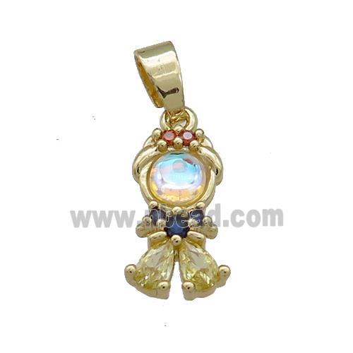 Copper Kids Pendant Pave Zircon Gold Plated