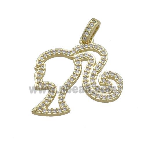 Copper Girls Pendant Pave Zircon Gold Plated