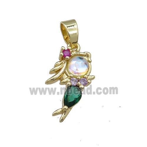 Copper Cute Girls Pendant Pave Zircon Gold Plated