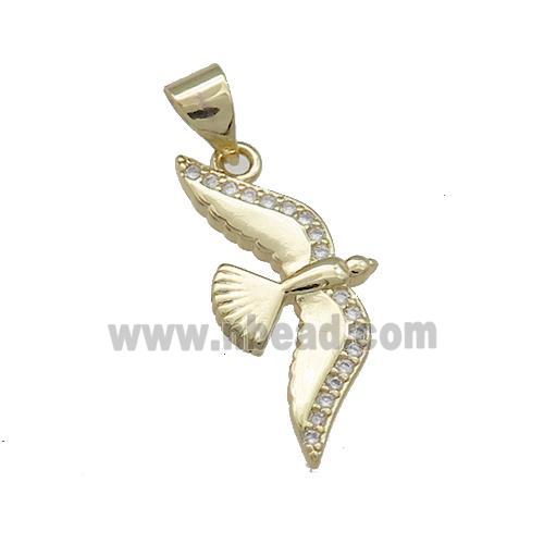 Copper Eagle Charms Pendant Pave Zircon Birds Gold Plated
