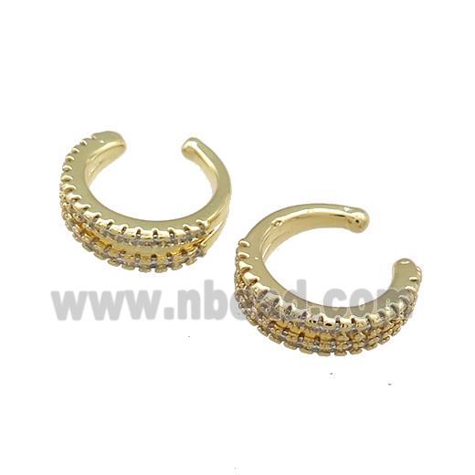 Copper Clip Earrings Pave Zircon Cuff Gold Plated