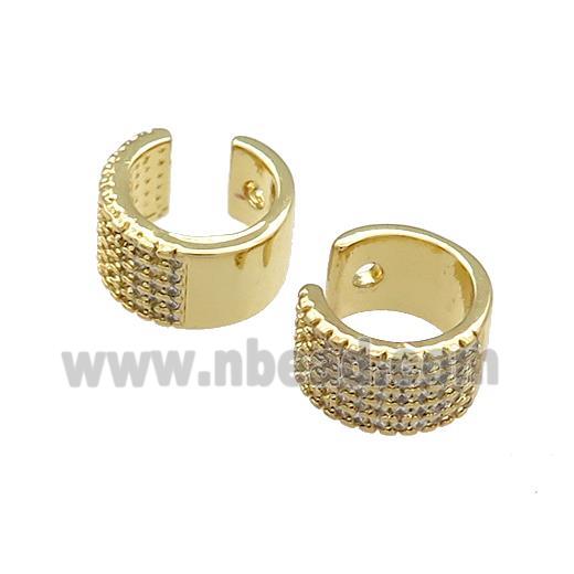 Copper Clip Earrings Pave Zircon Gold Plated