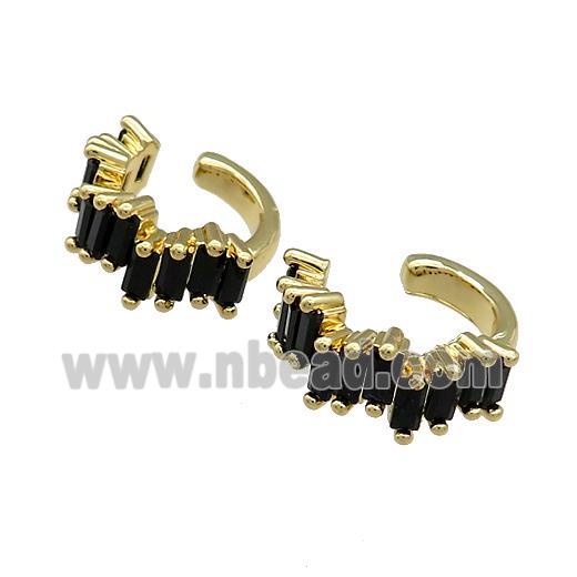 Copper Clip Earrings Pave Black Zircon Gold Plated