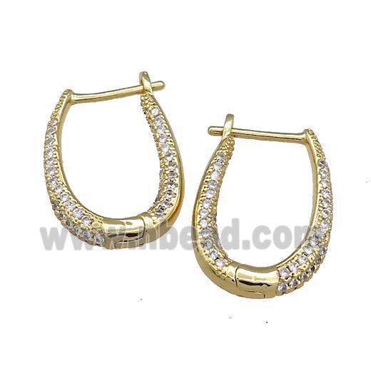 Copper Latchback Earrings Pave Zircon Gold Plated