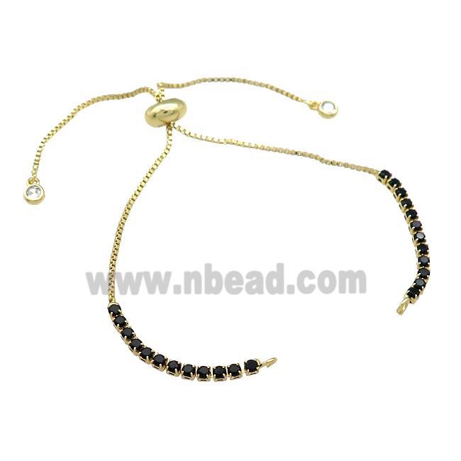 Copper Bracelet Chains Pave Black Zircon Gold Plated