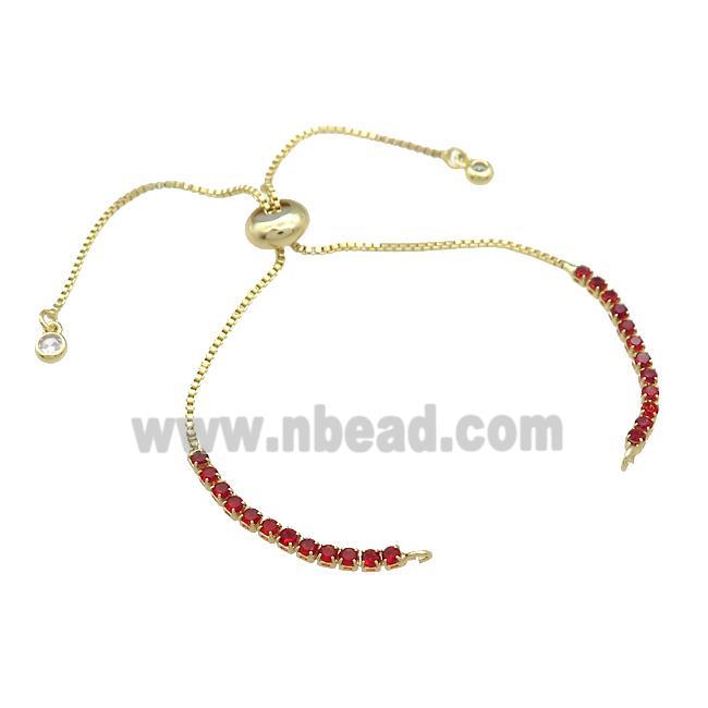 Copper Bracelet Chains Pave Red Zircon Gold Plated