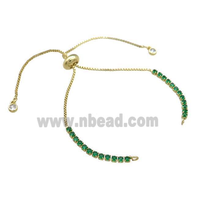 Copper Bracelet Chains Pave Green Zircon Gold Plated
