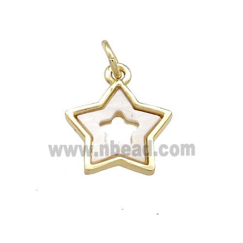 Copper Star Pendant Pave Shell Gold Plated