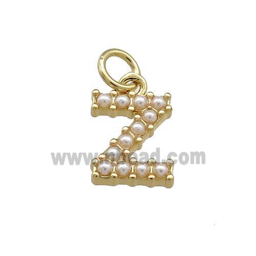 Copper Letter-Z Pendant Pave Pearlized Resin Gold Plated