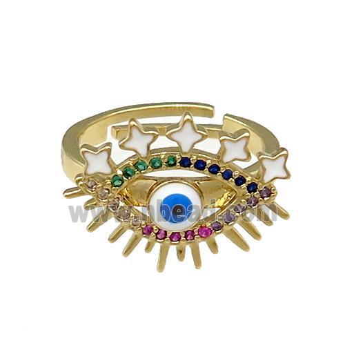 Copper Rings Pave Zircon Evil Eye Gold Plated