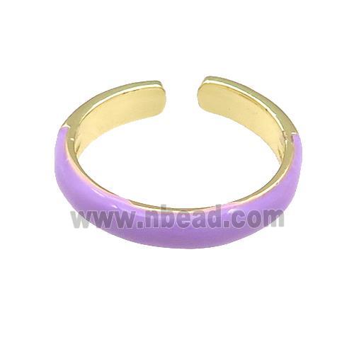 Copper Rings Purple Enamel Gold Plated