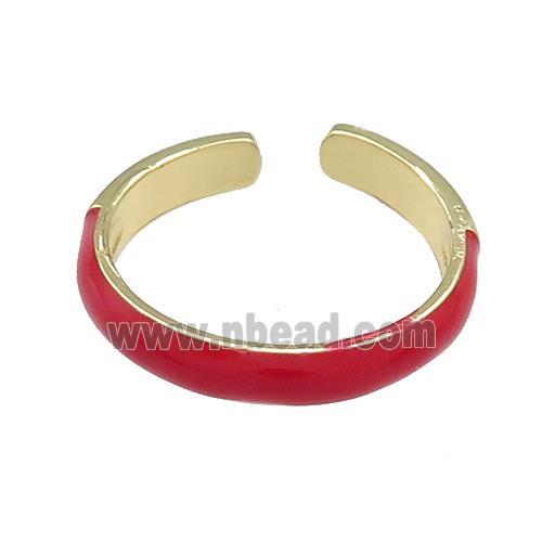 Copper Rings Red Enamel Gold Plated