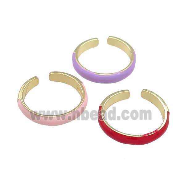 Copper Rings Enamel Gold Plated Mixed