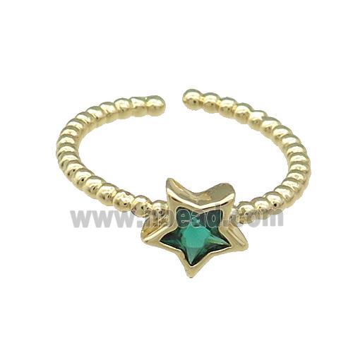 Copper Rings Pave Zircon Star Gold Plated