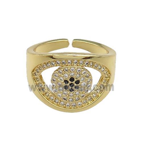 Copper Rings Pave Zircon Eye Gold Plated
