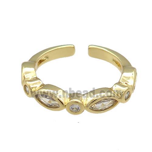 Copper Rings Pave Zircon Eye Gold Plated