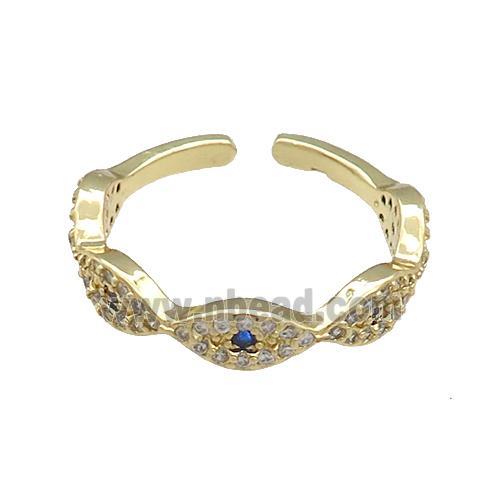 Copper Rings Pave Zircon Evil Eye Gold Plated
