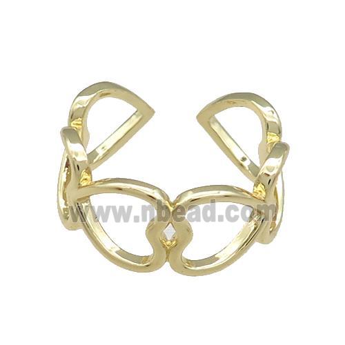 Copper Rings Heart Gold Plated