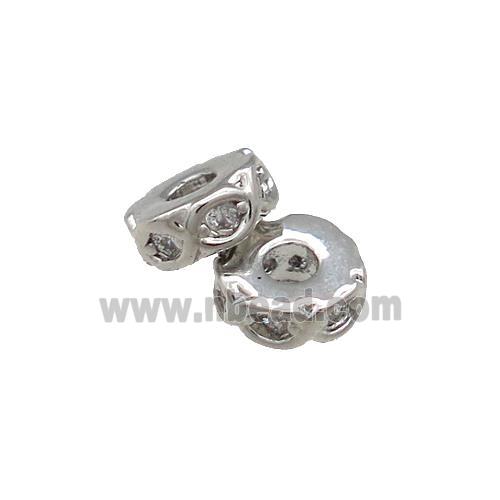 Copper Heishi Beads Pave Zircon Platinum Plated