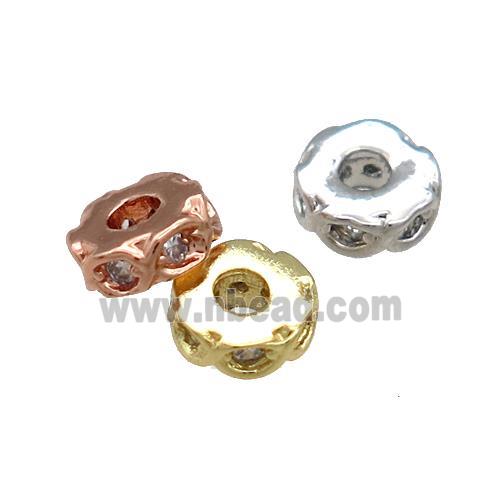 Copper Heishi Spacer Beads Pave Zircon Rondelle Mixed