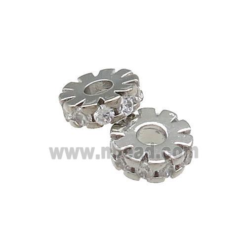 Copper Heishi Beads Pave Zircon Platinum Plated