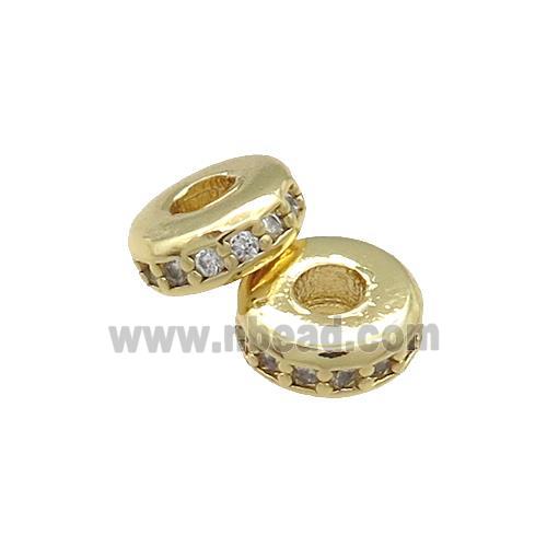 Copper Heishi Beads Pave Zircon Gold Plated