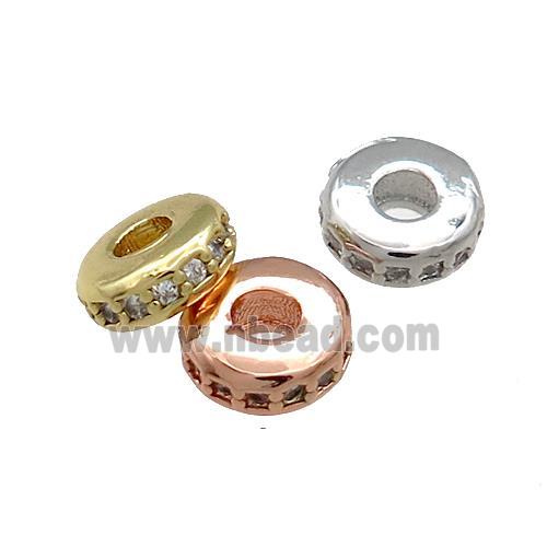 Copper Heishi Spacer Beads Pave Zircon Rondelle Mixed