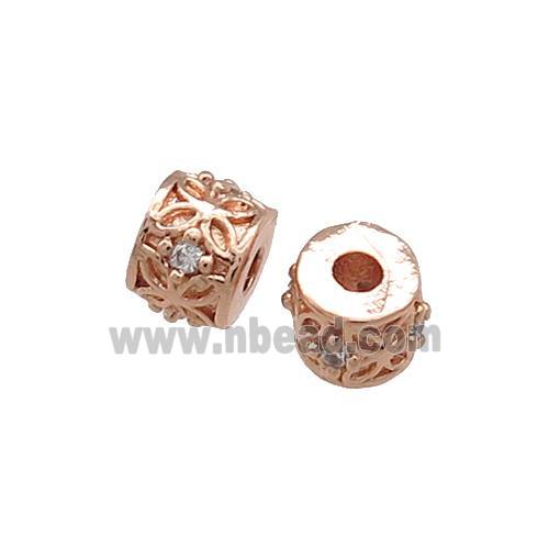Copper Tube Beads Pave Zircon Rose Gold