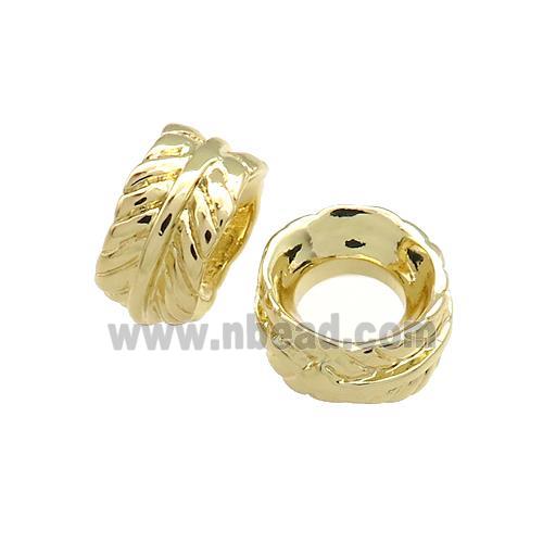 Copper Leaf Beads Rondelle Large Hole Gold Plated