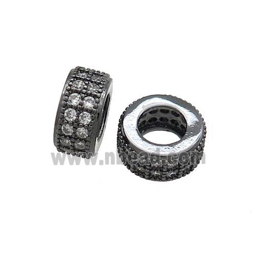 Copper Heishi Beads Pave Zircon Large Hole Black Plated