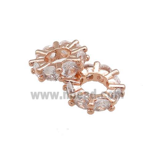 Copper Heishi Beads Pave Zircon Rose Gold