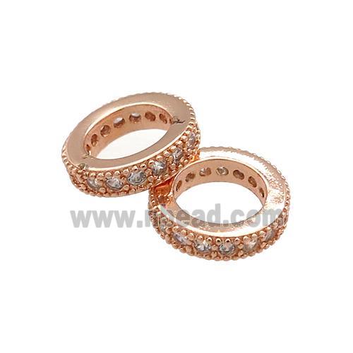 Copper Rondelle Beads Pave Zircon Rings Rose Gold