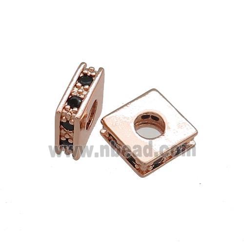 Copper Square Beads Pave Zircon Rose Gold