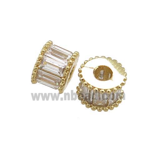 Copper Tube Beads Pave Zircon Gold Plated