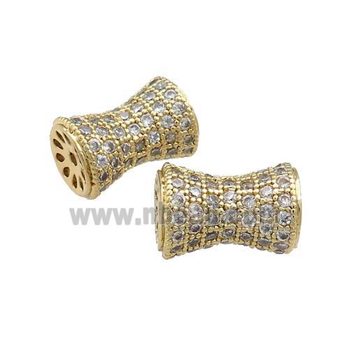 Copper Bamboo Beads Pave Zircon Gold Plated